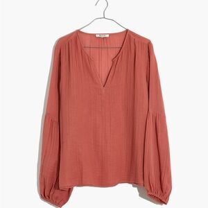 Madewell • Shirred-Neck Balloon-Sleeve Top